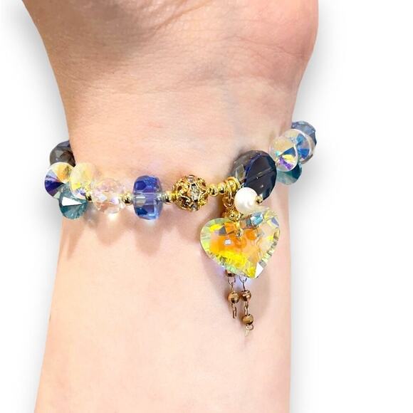 Blue Swarovski Beaded Bracelet - Picture 4 of 9